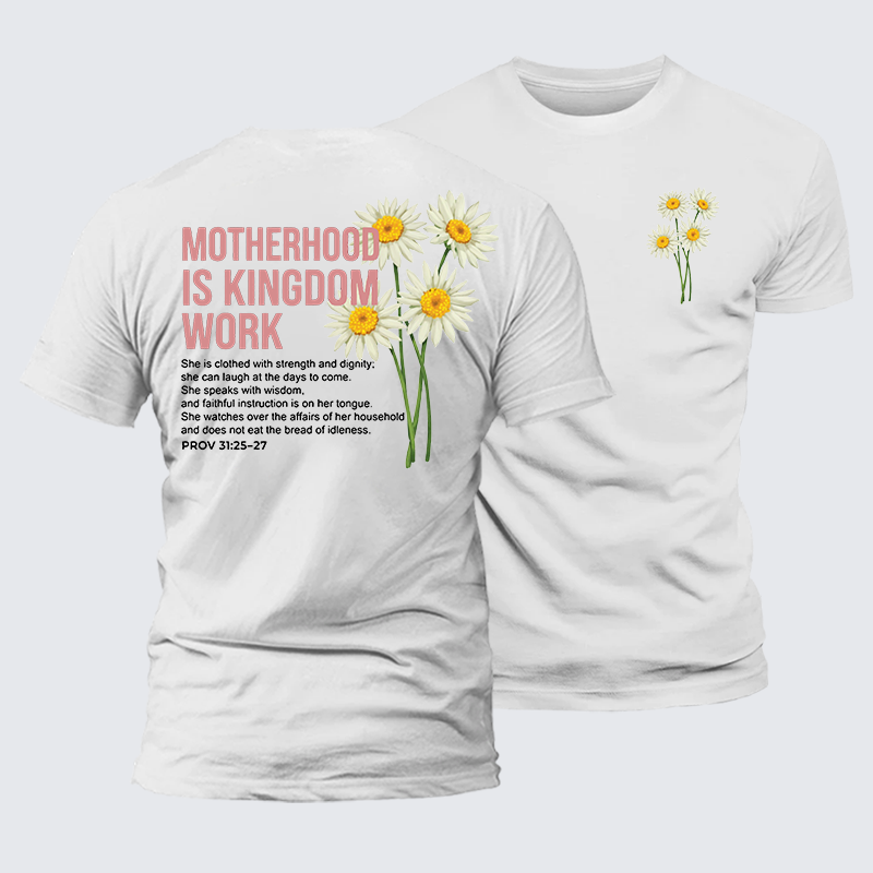 Motherhood Is Kingdom Work Jesus God Christian Premium Mercerized Cotton Tee