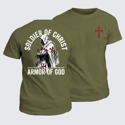 Soldier of Christ Armor Of God Crusader Spirit Jesus God Christian Cotton T-Shirt
