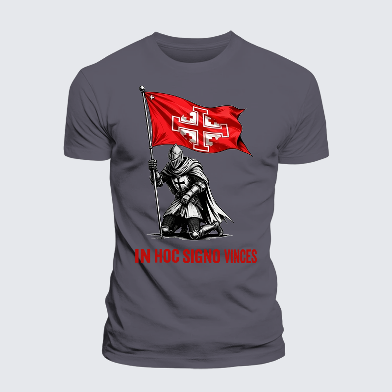 In Hoc Signo Vinces Jesus God Christian Premium Mercerized Cotton Tee