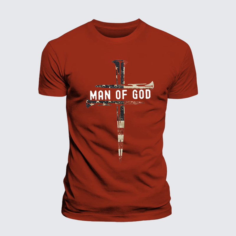 Man Of God Jesus God Christian Premium Mercerized Cotton Tee