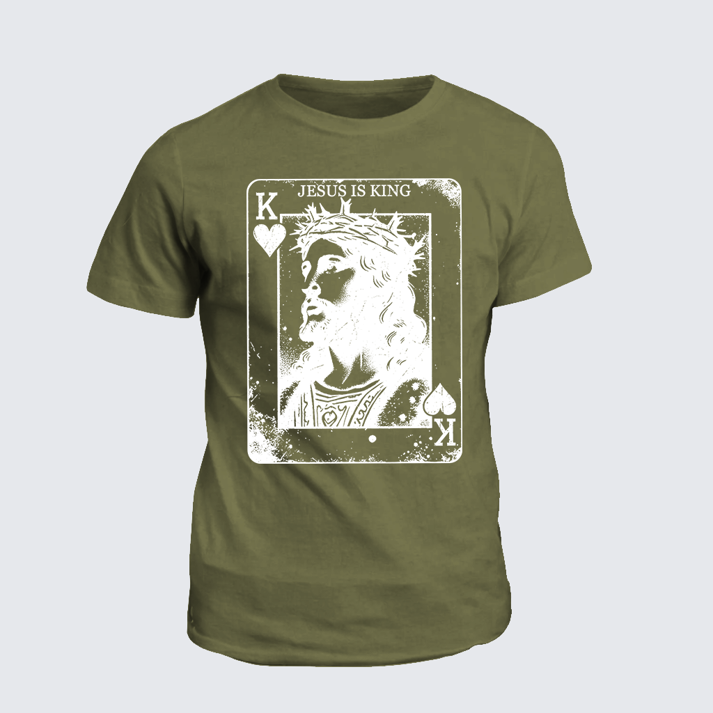 Jesus Is King Card Jesus God Christian Cotton T-Shirt