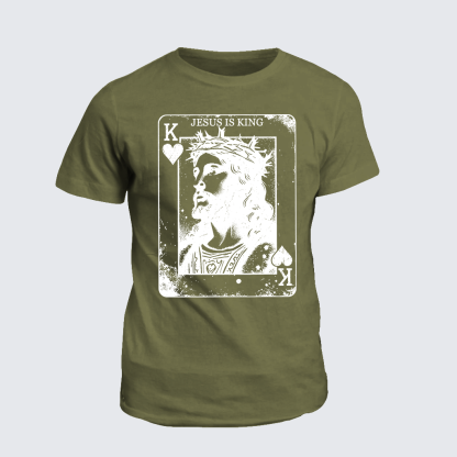 Jesus Is King Card Jesus God Christian Cotton T-Shirt