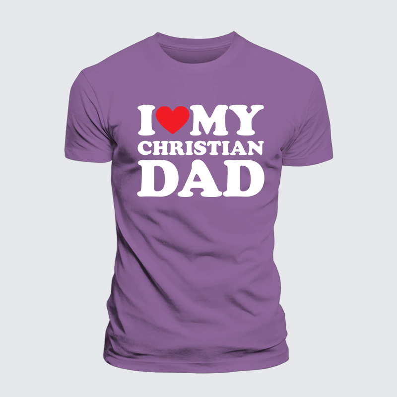 I Love My Christian Dad Jesus God Christian Premium Mercerized Cotton Tee