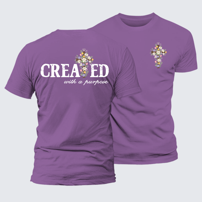 Created With Purpose Jesus God Christian Premium Mercerized Cotton Tee