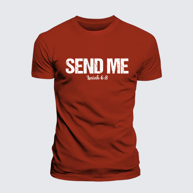 Isaiah 6:8 - SEND ME Jesus God Christian Premium Mercerized Cotton Tee
