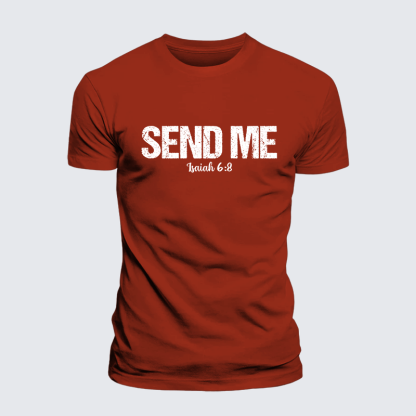 Isaiah 6:8 - SEND ME Jesus God Christian Premium Mercerized Cotton Tee