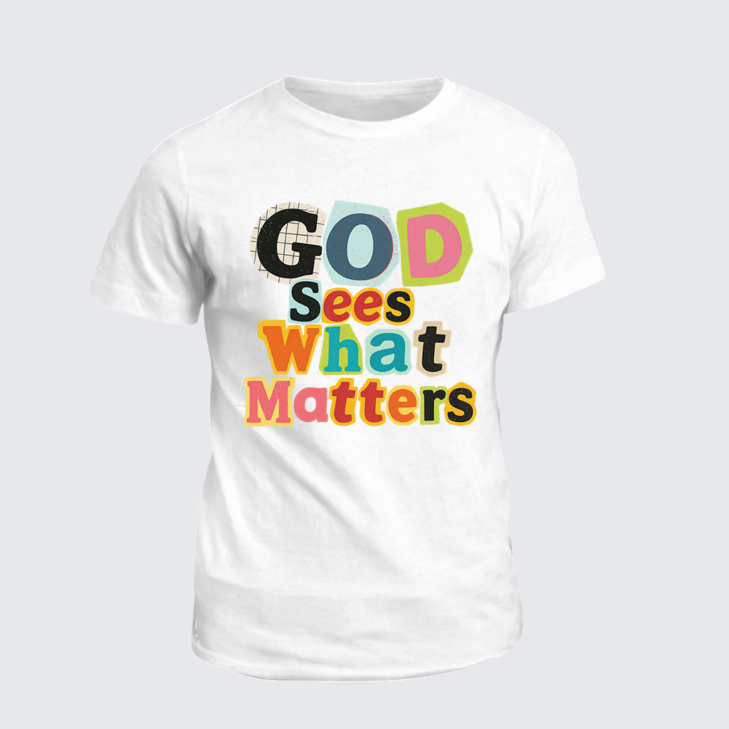 God Sees What Matters Jesus God Christian Cotton T-Shirt