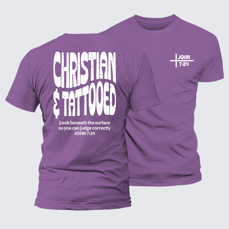 Christian & Tattooed Jesus God Christian Premium Mercerized Cotton Tee