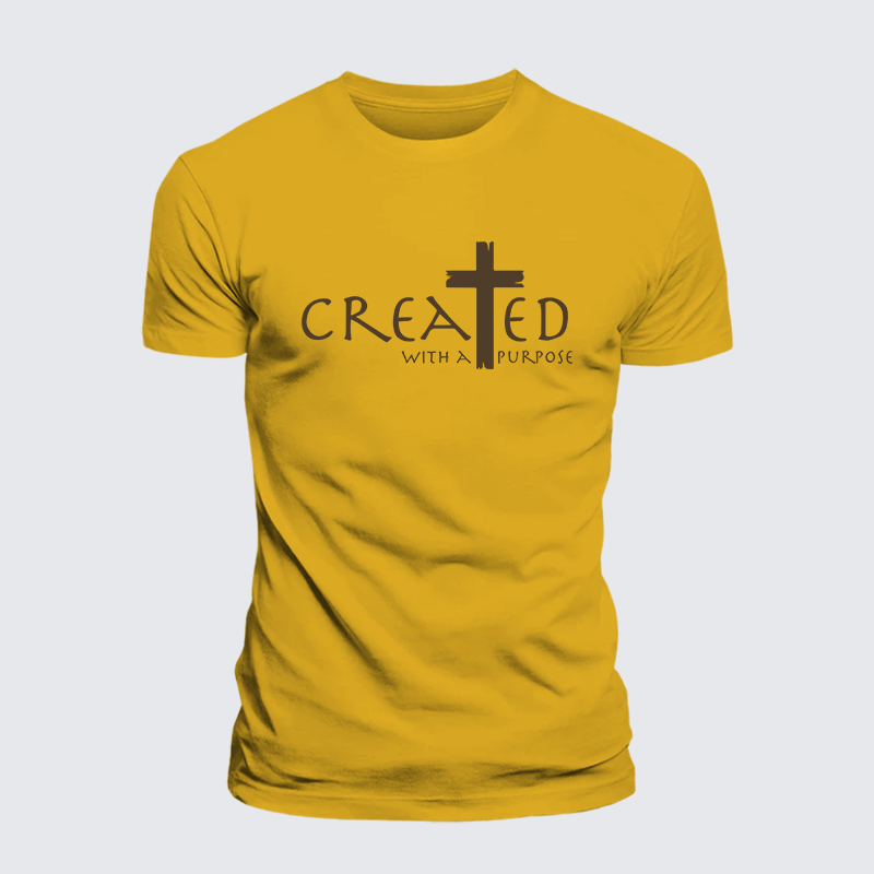Created with a Purpose Jesus God Christian Premium Mercerized Cotton Tee