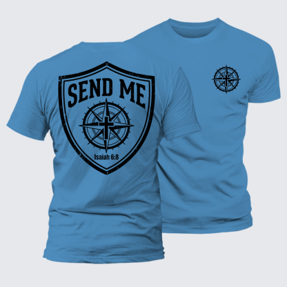 Isaiah 6:8 - SEND ME Jesus God Christian Premium Mercerized Cotton Tee