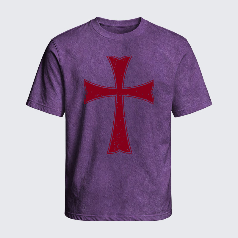 Washed T-Shirt - Knights Templar Crusader Cross