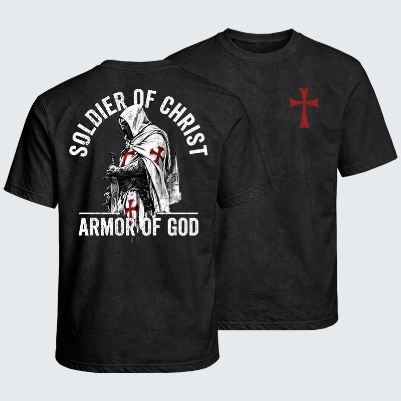 Washed T-Shirt - Soldier of Christ Armor Of God Crusader Spirit