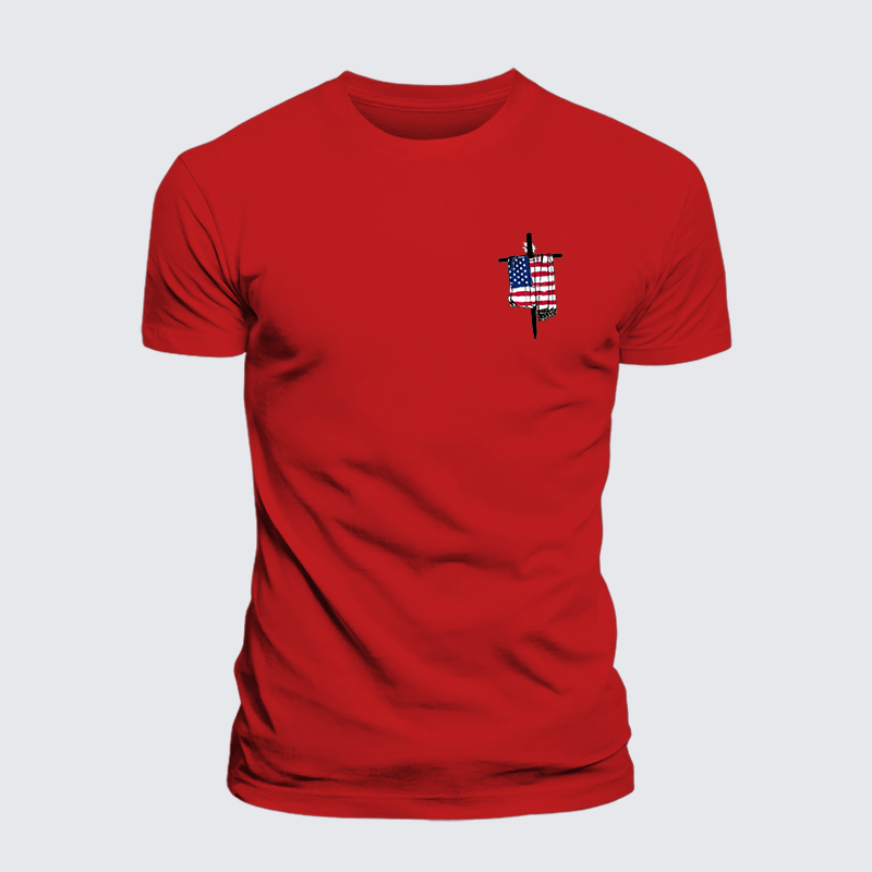 Faith Flag Cross Jesus God Christian Cotton T-Shirt