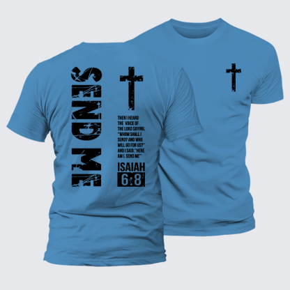 Send Me Isaiah 6:8 Christian Premium Mercerized Cotton Tee