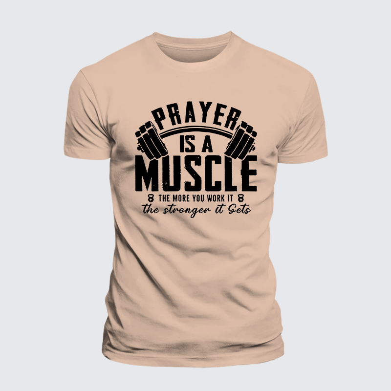 Prayer Is A Muscle Cross Jesus God Christian Premium Mercerized Cotton Tee