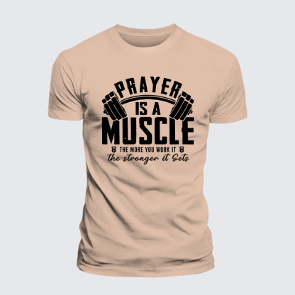 Prayer Is A Muscle Cross Jesus God Christian Premium Mercerized Cotton Tee