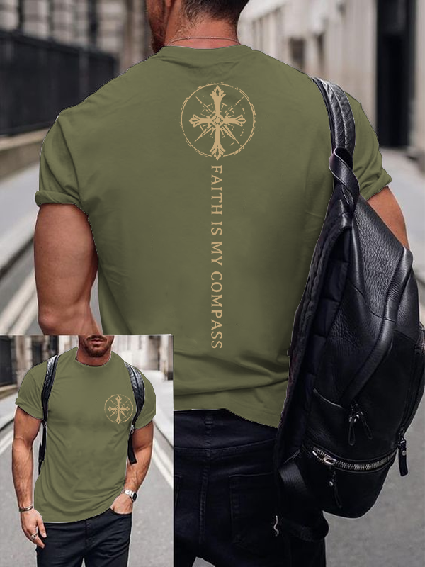 Faith Is My Compass Jesus God Christian Cotton T-Shirt
