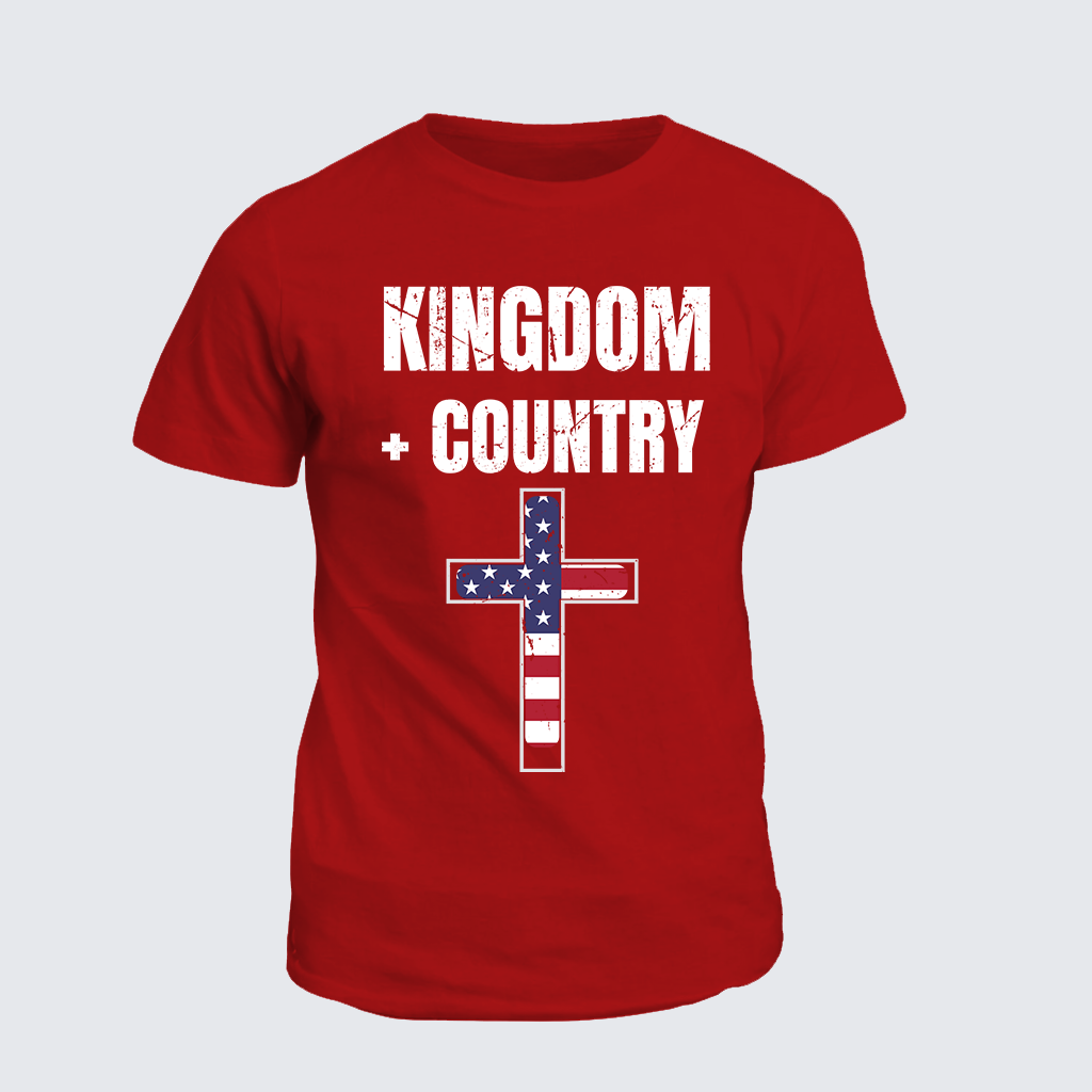 Kingdom + Country Flag Cross Jesus God Christian Cotton T-Shirt