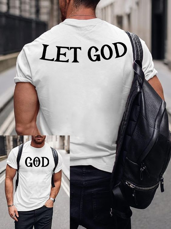 Let God Let Go Cross Christian Cotton T-Shirt