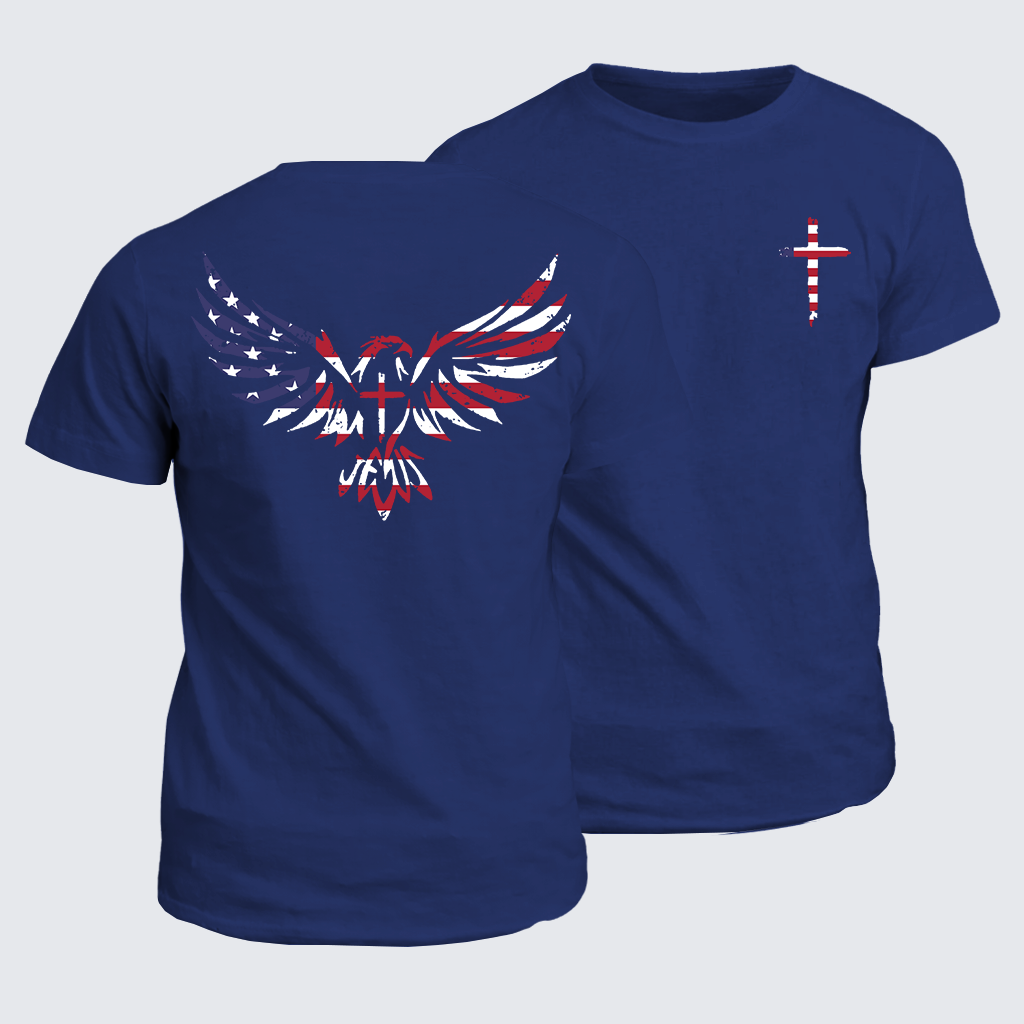 Wings Like Eagles Jesus God Christian Cotton T-Shirt