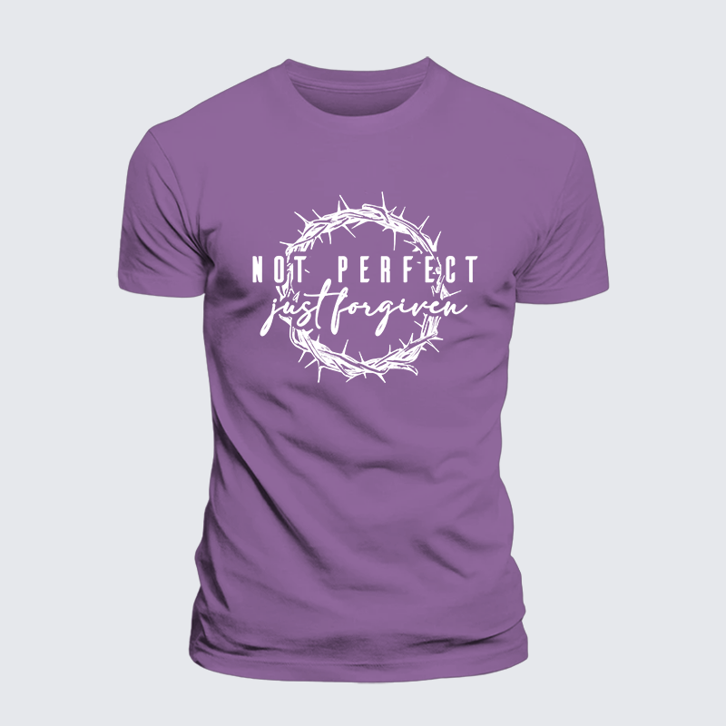 Not Perfect Just Forgiven Jesus God Christian Premium Mercerized Cotton Tee