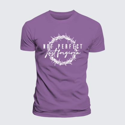 Not Perfect Just Forgiven Jesus God Christian Premium Mercerized Cotton Tee
