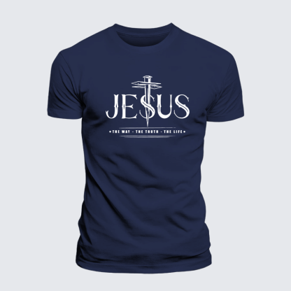 Jesus The Way The Truth The Life Jesus God Christian Premium Mercerized Cotton Tee