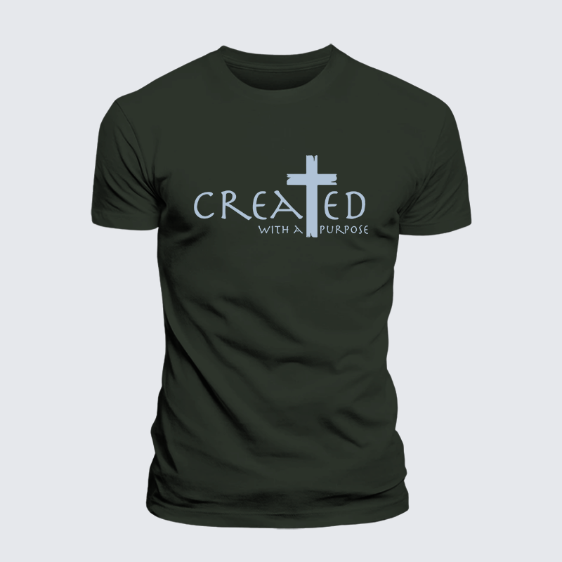 Created with a Purpose Jesus God Christian Premium Mercerized Cotton Tee