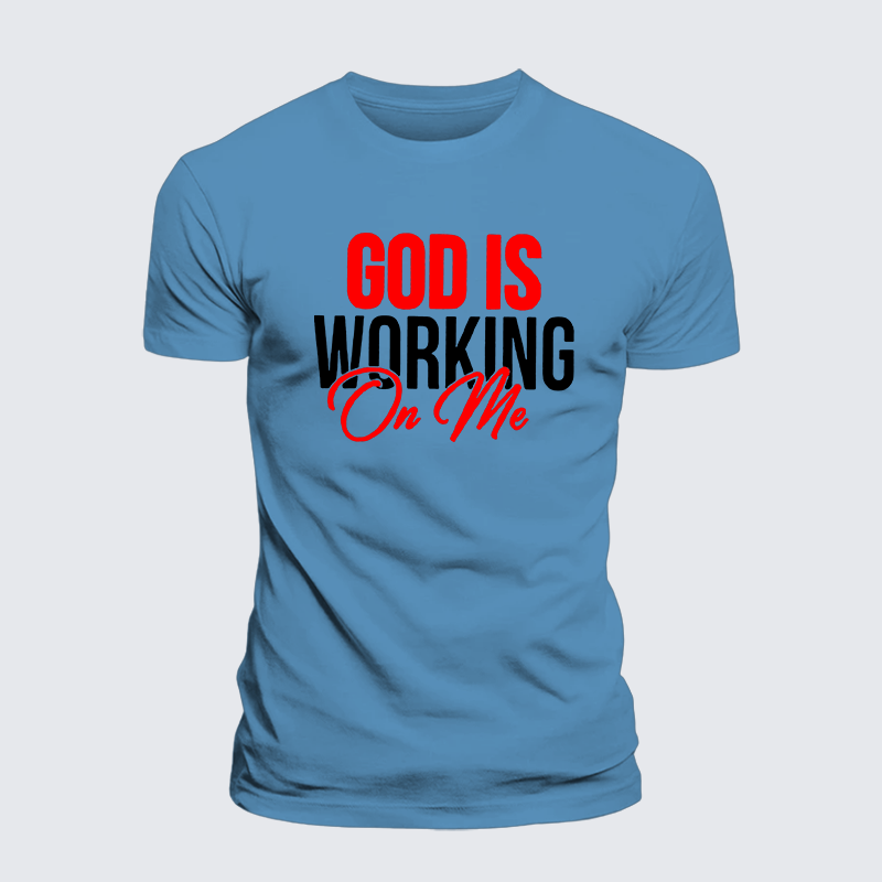 God Is Working On Me Jesus God Christian Premium Mercerized Cotton Tee