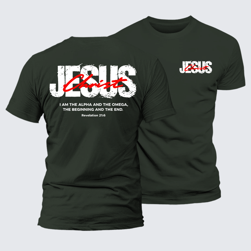 I Am The Alpha And Omega  Jesus God Christian Premium Mercerized Cotton Tee