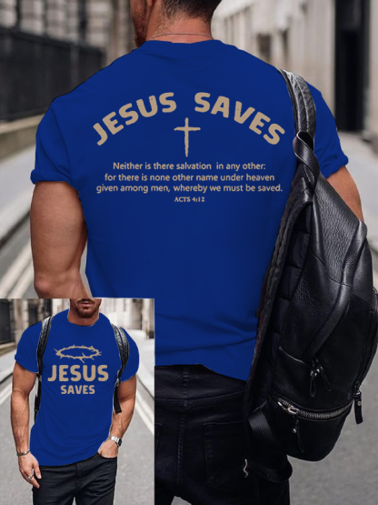 Jesus Saves Jesus God Christian Cotton T-Shirt