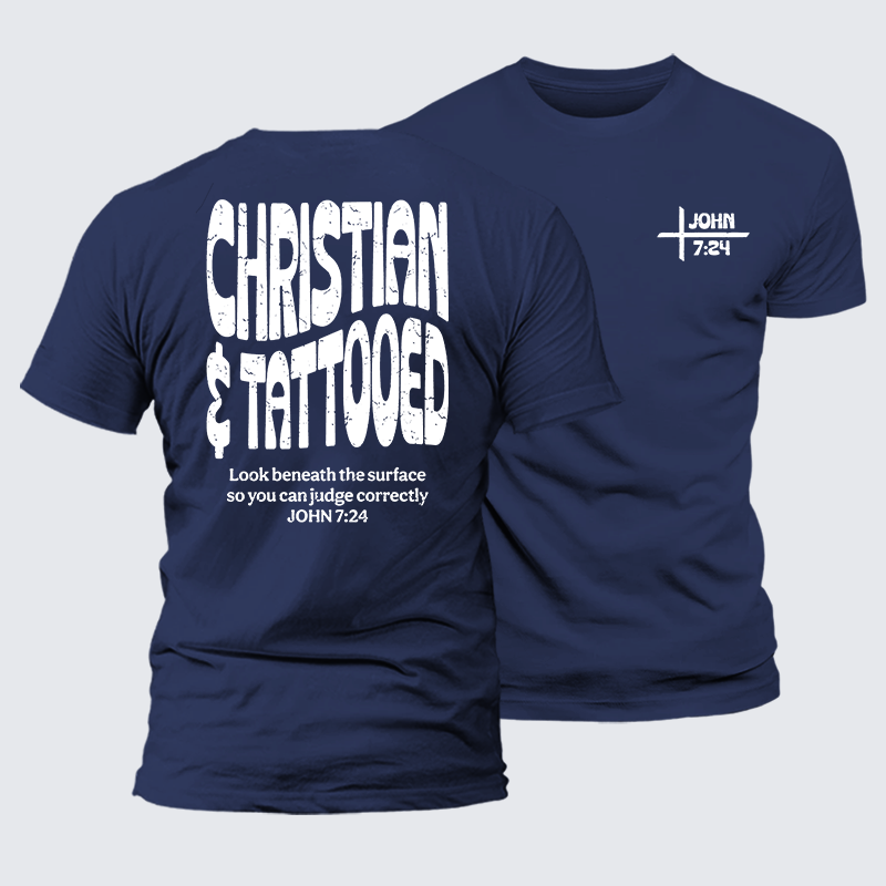 Christian & Tattooed Jesus God Christian Premium Mercerized Cotton Tee