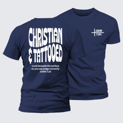 Christian & Tattooed Jesus God Christian Premium Mercerized Cotton Tee