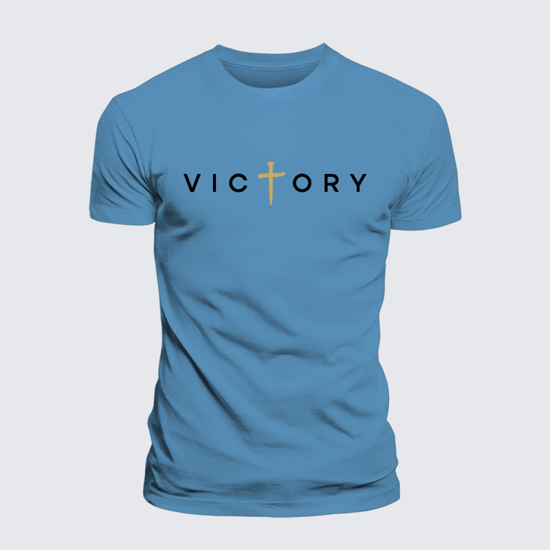 Victory Cross Jesus God Christian Premium Mercerized Cotton Tee