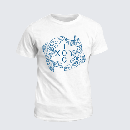 Celtic Ichthys Fish Jesus God Christian Cotton T-Shirt