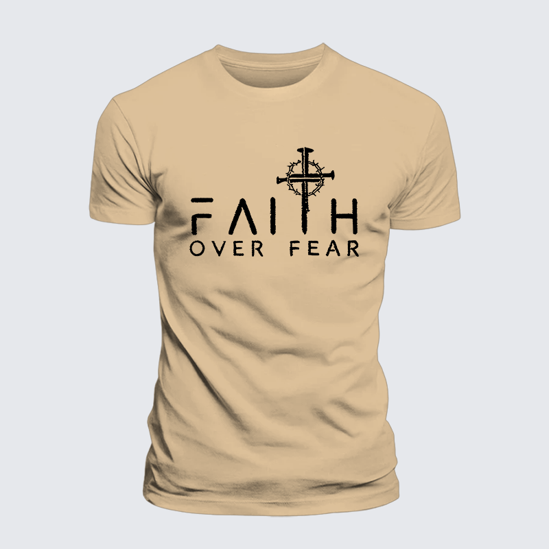 Faith Over Fear Faith Cross Jesus God Christian Premium Mercerized Cotton Tee