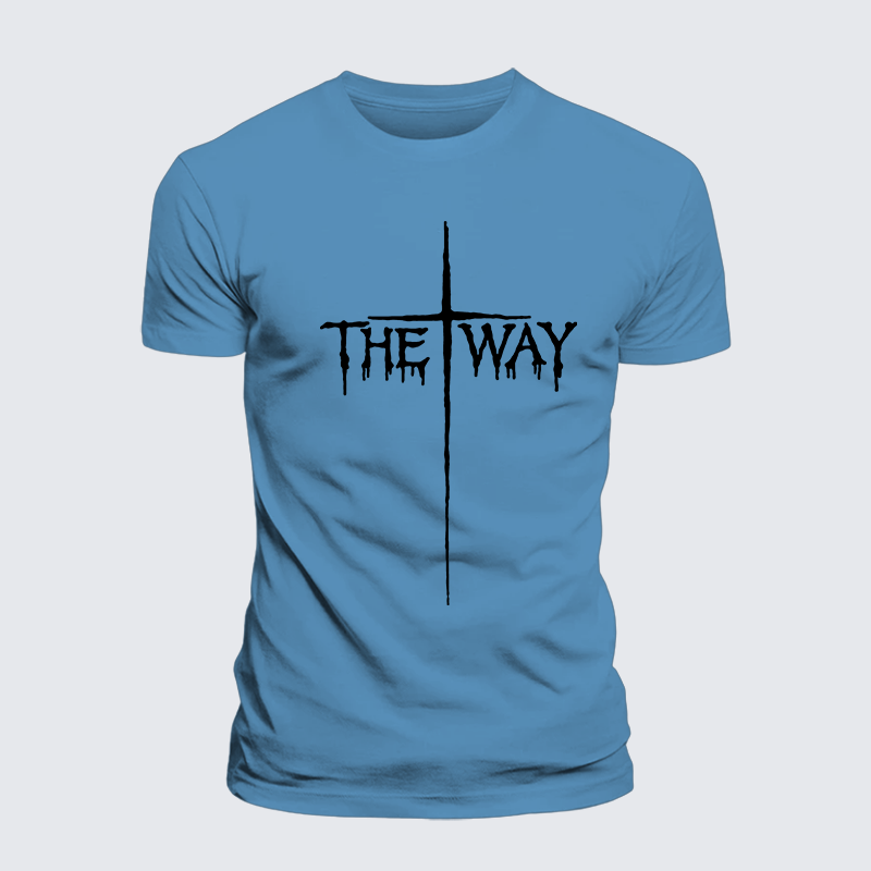 The Way Cross Faith Jesus God Christian Premium Mercerized Cotton Tee