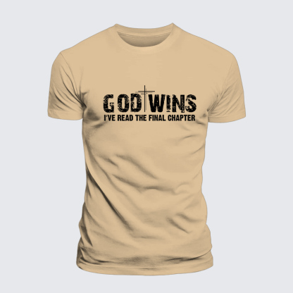 God Wins I've Read the Final Chapter Jesus God Christian Premium Mercerized Cotton Tee