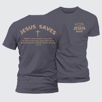 Jesus Saves Jesus God Christian Premium Mercerized Cotton Tee