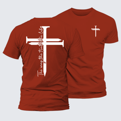 Jesus The Way The Truth The Life Cross Jesus God Christian Premium Mercerized Cotton Tee