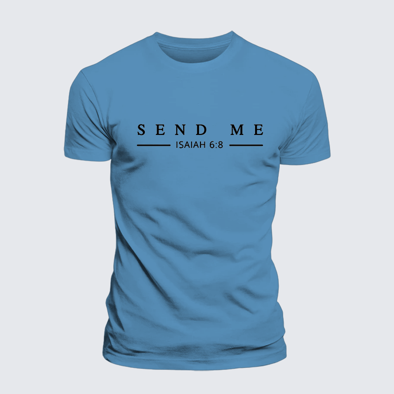 Send Me Isaiah 6:8 Jesus God Christian Premium Mercerized Cotton Tee