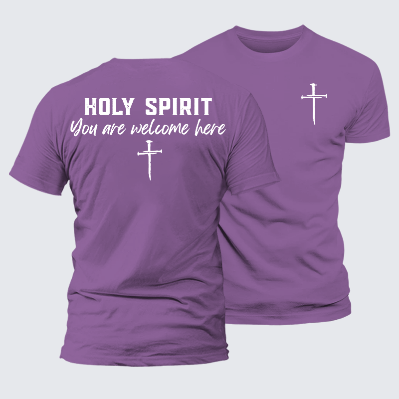 Holy Spirit You Are Welcome Here Jesus God Christian Premium Mercerized Cotton Tee