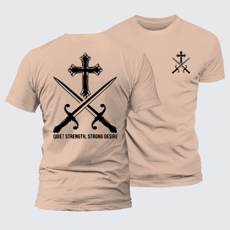 Quiet Strength, Strong Desire Jesus God Christian Premium Mercerized Cotton Tee