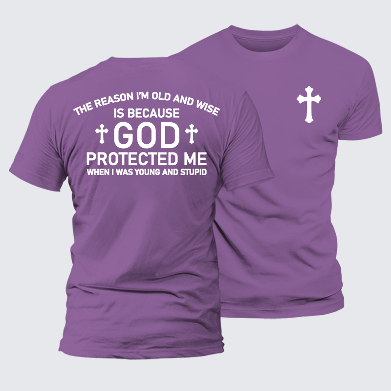 God Protected Me Jesus God Christian Premium Mercerized Cotton Tee