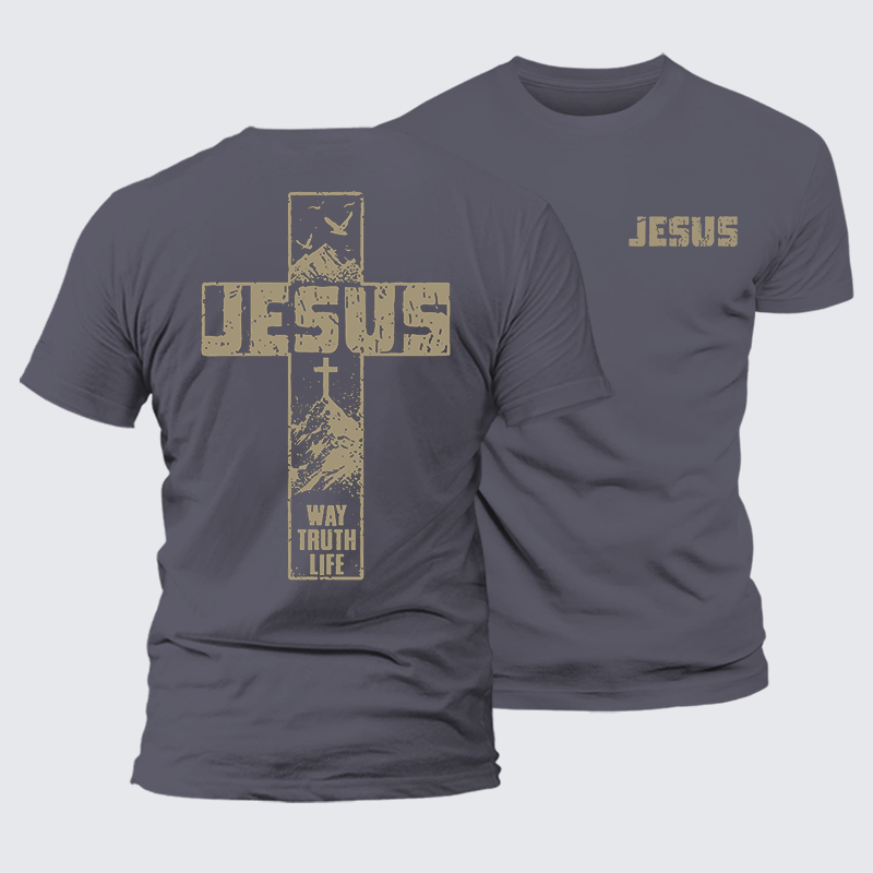 The Way, The Truth, The Life  Jesus God Christian Premium Mercerized Cotton Tee