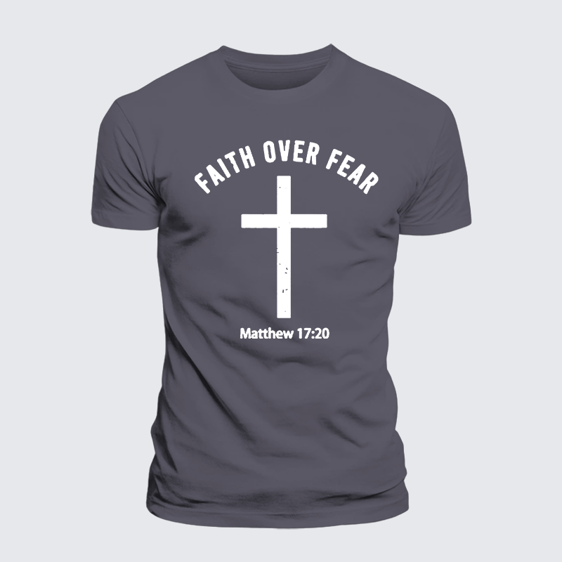 Faith Over Fear Jesus God Christian Premium Mercerized Cotton Tee