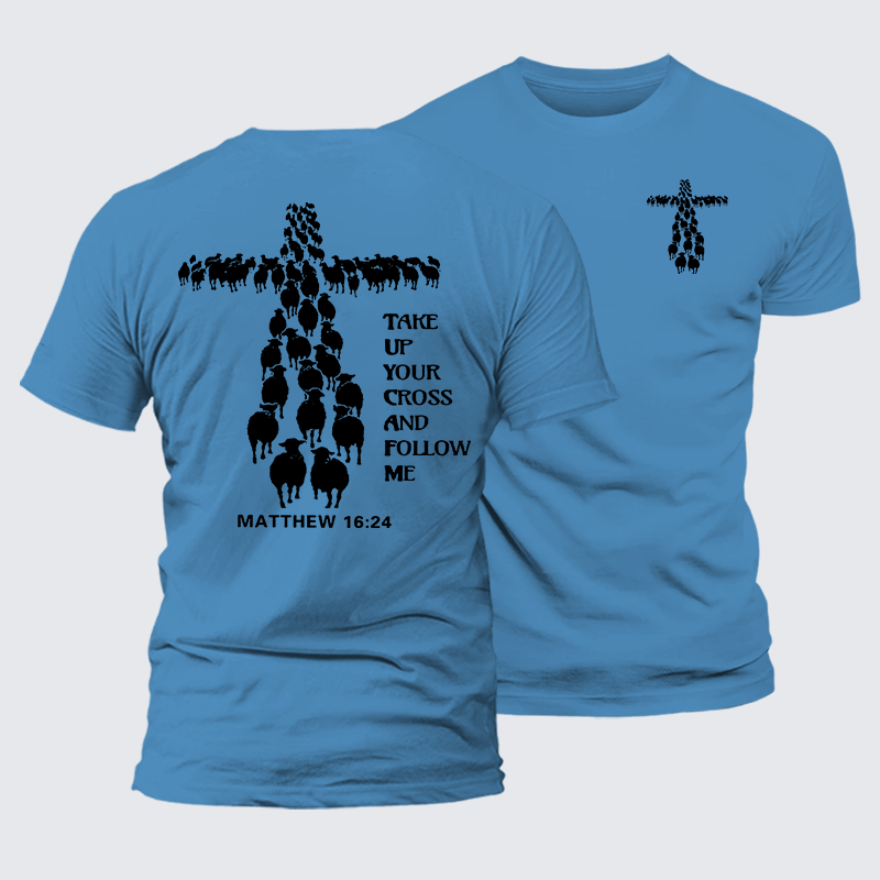 Take Up Your Cross Jesus God Christian Premium Mercerized Cotton Tee