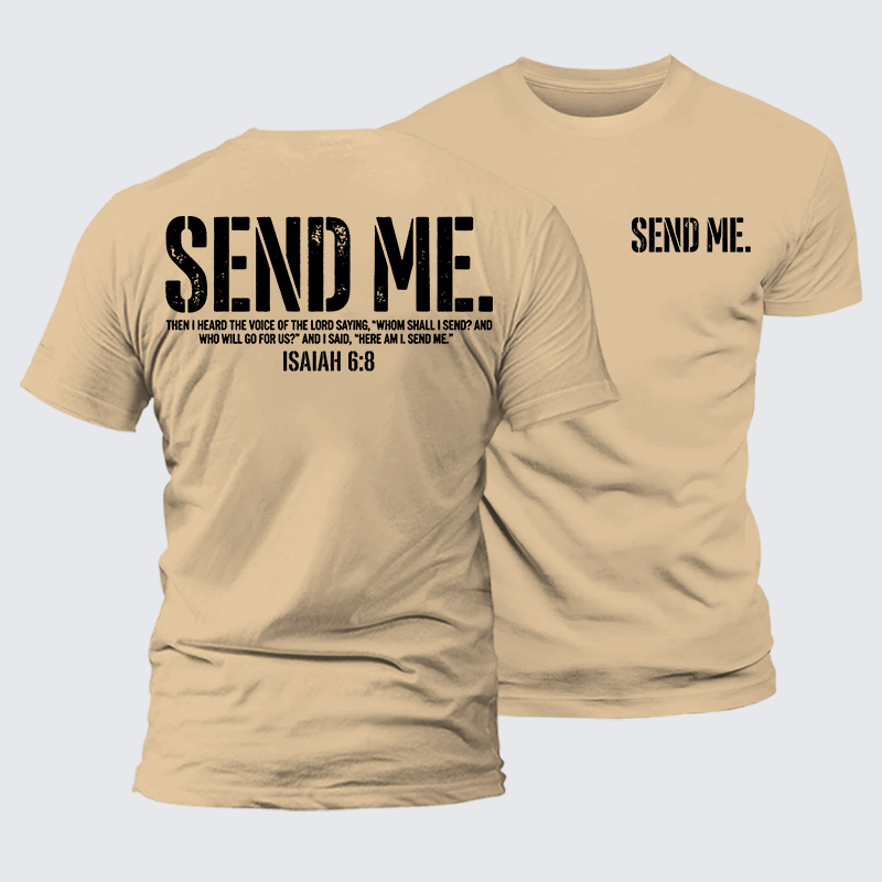 Send Me Isaiah 6:8 Jesus God Christian Premium Mercerized Cotton Tee