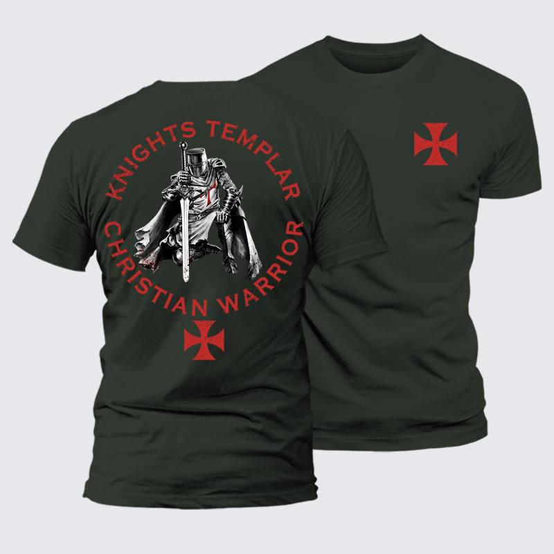 Knights Templar Templar Cross Crusader Knight  Jesus God Christian Premium Mercerized Cotton Tee