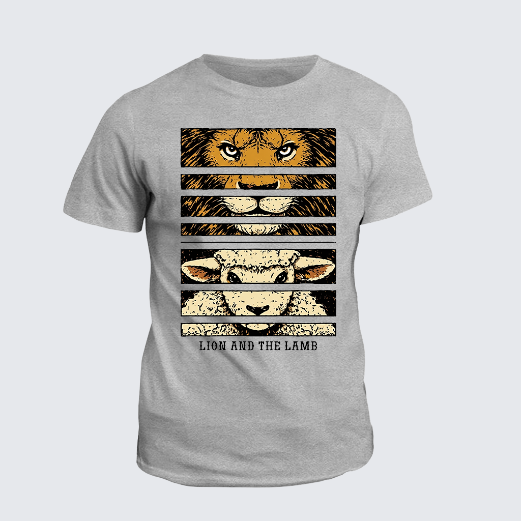 Lion And The Lamb Jesus God Christian Cotton T-Shirt